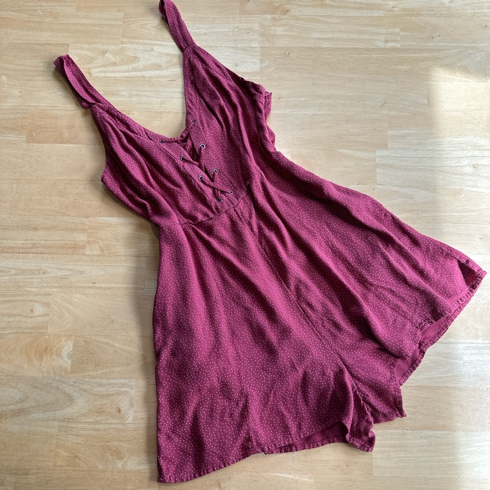 American Eagle Maroon Sleeveless Romper Medium